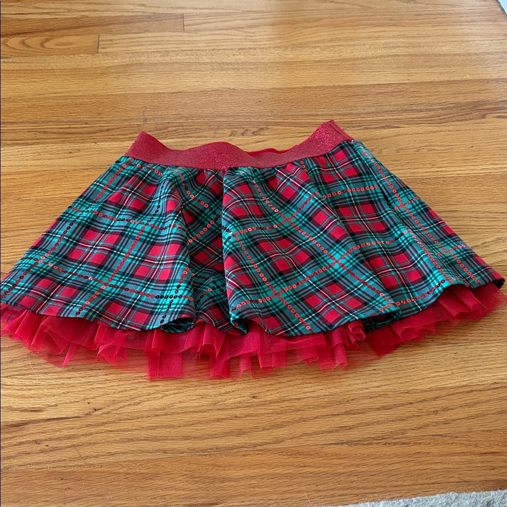Justice Red Skirt with Tulle Detail